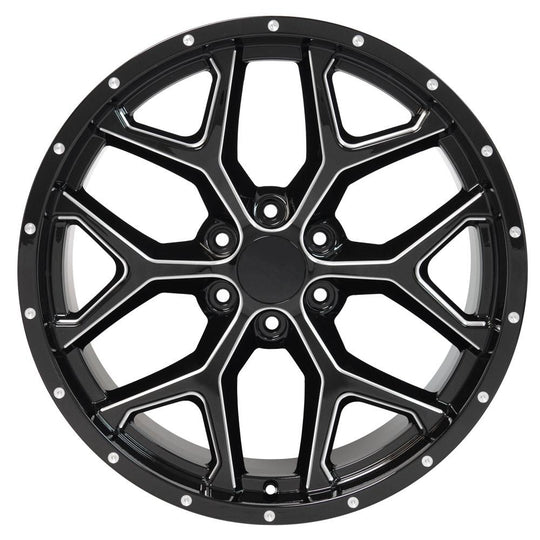 CV98-D22095-6550-24BM - OE Wheels Replica CV98 22X9.5 6X139.7 24MM Black with Milled Edge - OE Wheels Replica Wheels Canada