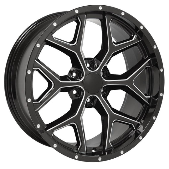 CV98-D22095-6550-24BM - OE Wheels Replica CV98 22X9.5 6X139.7 24MM Black with Milled Edge - OE Wheels Replica Wheels Canada
