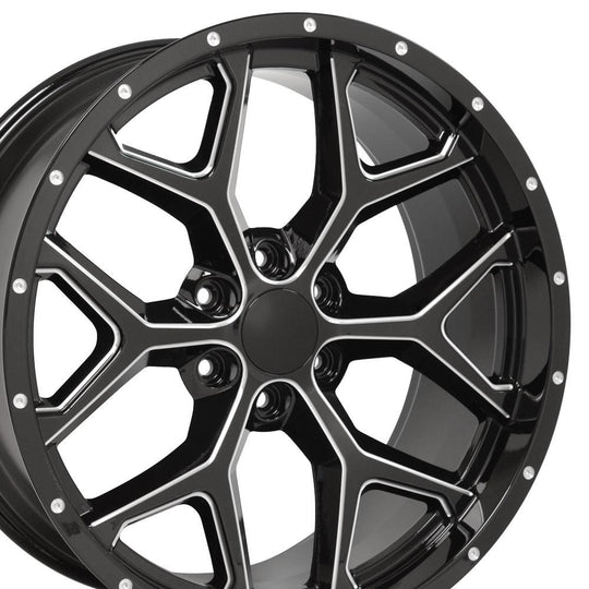 CV98-D22095-6550-24BM - OE Wheels Replica CV98 22X9.5 6X139.7 24MM Black with Milled Edge - OE Wheels Replica Wheels Canada