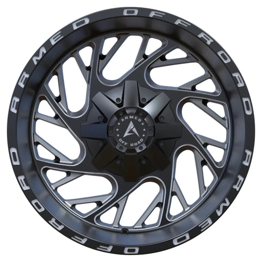 A153-2010-10-165 - Armed OffRoad Carnage 20X10 Blank ET -18mm Gloss Black Milled - Armed OffRoad Wheels Canada