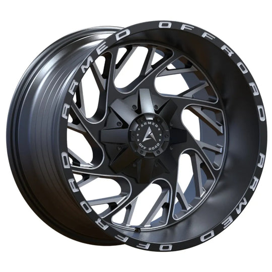 A153-2012-10-153 - Armed OffRoad Carnage 20X12 Blank ET -44mm Gloss Black Milled - Armed OffRoad Wheels Canada