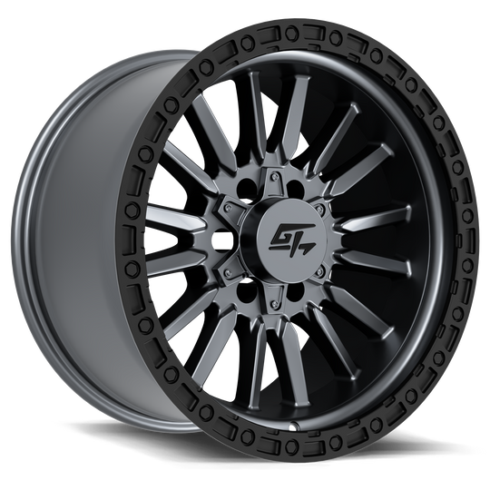 GT11201810181811 - GT Offroad Chamber 18X10 8X165.1 / 8X170 ET -18mm Black Ring With Matte Gunmetal Centre - GT Offroad Wheels Canada