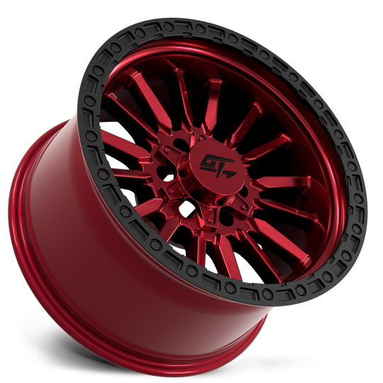GT1137171012186 - GT Offroad Chamber 17X10 5X127 / 5X139.7 ET -18mm Anodized Red Centre With Black Ring - GT Offroad Wheels Canada