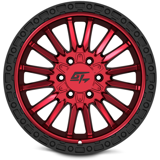 GT11371810181811 - GT Offroad Chamber 18X10 8X165.1 / 8X170 ET -18mm Anodized Red Centre With Black Ring - GT Offroad Wheels Canada