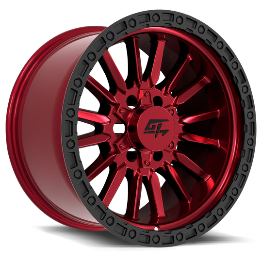 GT1137181016189 - GT Offroad Chamber 18X10 6X135 / 6X139.7 ET -18mm Anodized Red Centre With Black Ring - GT Offroad Wheels Canada