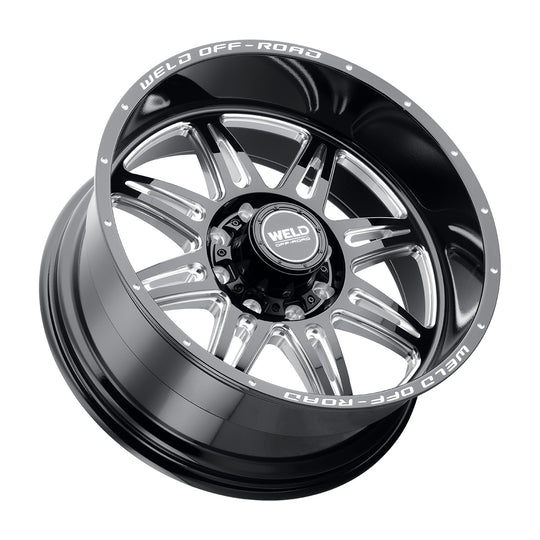 W13202070475 - WELD Off-Road Cheyenne 20X12 5X139.7 / 5X150 44mm Gloss Black Milled - WELD Off-Road Wheels Canada