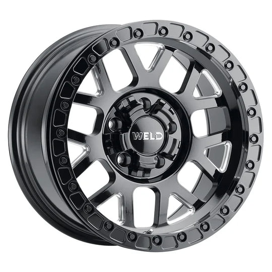 W90270057450 - Weld Off-Road Cinch Beadlock 17X10 5X127 / 5X139.7 ET -24mm Gloss Black Milled - Weld Off-Road Wheels Canada