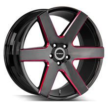 Load image into Gallery viewer, S60263924GBMLR - Strada S60 Coda 22X9.5 6x139.7 24mm Gloss Black Candy Red Milled - Strada Wheels Canada