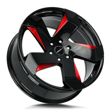 Load image into Gallery viewer, S65051435GBMLRE - Strada S65 Coltello 20X8.5 5x114.3 35mm Gloss Black Candy Red Milled E - Strada Wheels Canada