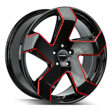 Load image into Gallery viewer, S65051435GBMLRE - Strada S65 Coltello 20X8.5 5x114.3 35mm Gloss Black Candy Red Milled E - Strada Wheels Canada