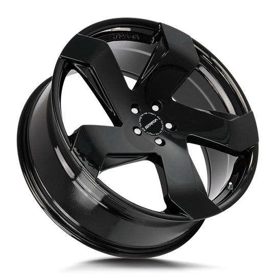 S65200035GBML - Strada S65 Coltello 22X9 BLANK 35mm Gloss Black Milled - Strada Wheels Canada