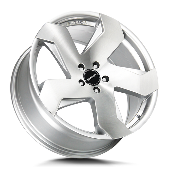 S65051235BFS - Strada S65 Coltello 20X8.5 5x112 40mm Brushed Face Silver - Strada Wheels Canada
