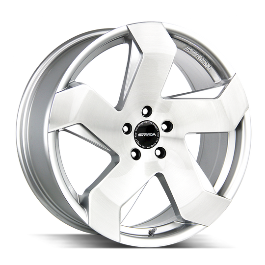 S65051235BFS - Strada S65 Coltello 20X8.5 5x112 40mm Brushed Face Silver - Strada Wheels Canada