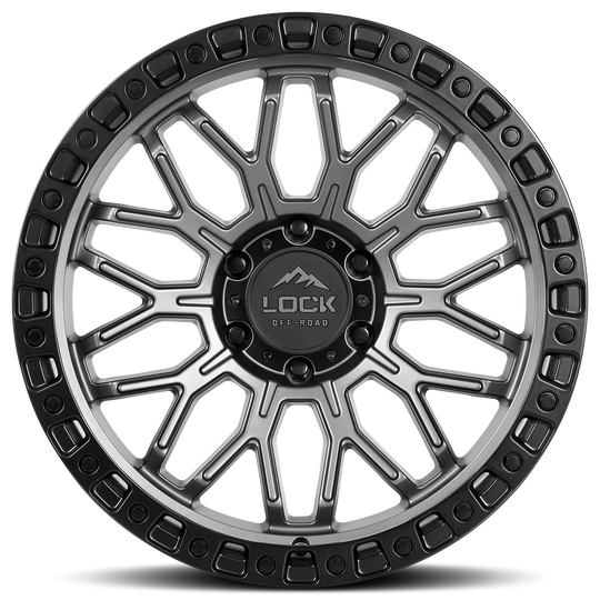 COMBAT-2969MGMBRR - Lock Offroad Combat 20X9 6X139.7 ET 0mm Matte Grey With Black Ring - Lock Offroad Wheels Canada