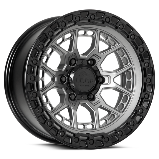 COMMANDO-7957MGMBR12N - Lock Offroad Commando 17X9 5X127 ET -12mm Matte Grey With Black Ring - Lock Offroad Wheels Canada