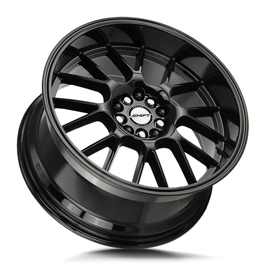 H28740030GB - Shift H28 Crank 17X7.5 4X114.3 / 4X100 30mm Gloss Black - Shift H28 Wheels Canada