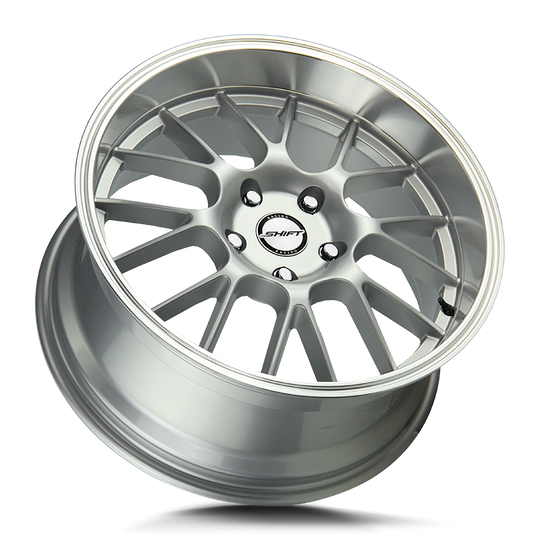 H28740030SP - Shift H28 Crank 17X7.5 4X114.3 / 4X100 30mm Silver - Shift H28 Wheels Canada