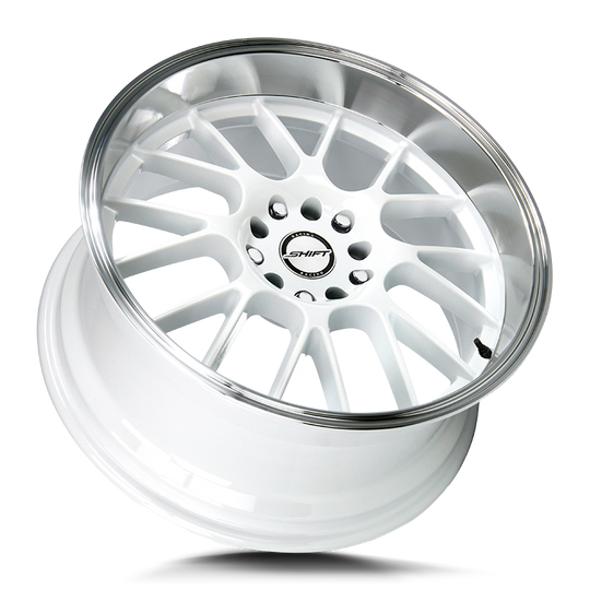 H28750030WP - Shift H28 Crank 17X7.5 5X100 / 5X114.3 30mm White - Shift H28 Wheels Canada