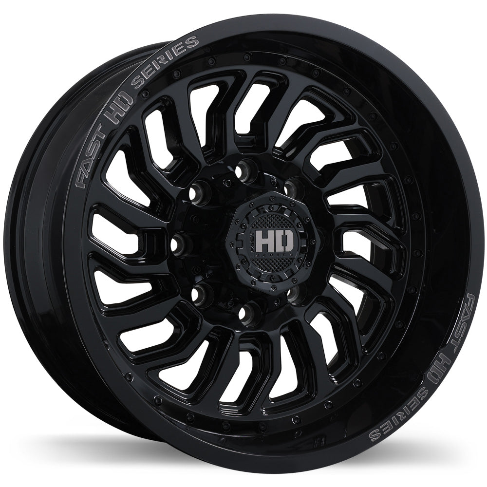F267-2000-36BH-15C871 - Fast HD D-STRUCT 20X10.0 6X135 -15mm Gloss Black with Grey Milling - Fast HD Wheels Canada