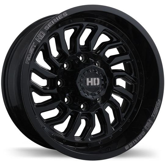 F267-2000-36BH-15C871 - Fast HD D-STRUCT 20X10 6X135 -15mm Gloss Black with Grey Milling - Fast HD Wheels Canada