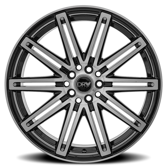 D13-177010H4073BMF - DRW D13 17X7 5X100 / 5X114.3 40mm Gloss Black Machine Face - DRW Wheels Canada