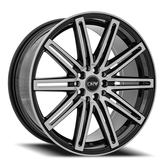 D13-177010H4073BMF - DRW D13 17X7 5X100 / 5X114.3 40mm Gloss Black Machine Face - DRW Wheels Canada