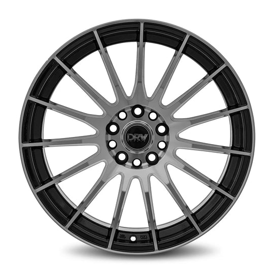 D15-177010H4073BMF - DRW D15 17X7 5X100 / 5X114.3 40mm Gloss Black Machine Face - DRW Wheels Canada