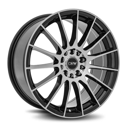 D15-188010H1104073BMF - DRW D15 18X8 5X114.3 / 5X110 40mm Gloss Black Machine Face - DRW Wheels Canada