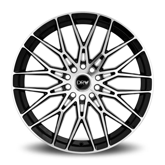 D21-188010H3873BMF - DRW D21 18X8 5X114.3 / 5X100 38mm Gloss Black Machine Face - DRW Wheels Canada