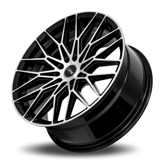 D21-188010H1053873BMF - DRW D21 18X8 5X114.3 / 5X105 38mm Gloss Black Machine Face - DRW Wheels Canada