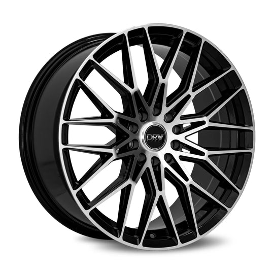 D21-188010H1123873BMF - DRW D21 18X8 5X114.3 / 5X112 38mm Gloss Black Machine Face - DRW Wheels Canada