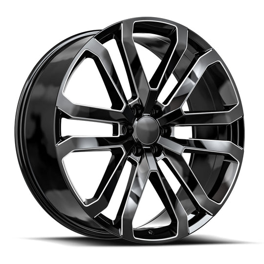 D37-2295031GBM - O.E. Revolution D-37 22X9 6X139.7 31mm Gloss Black & Milled - O.E. Revolution Wheels Canada