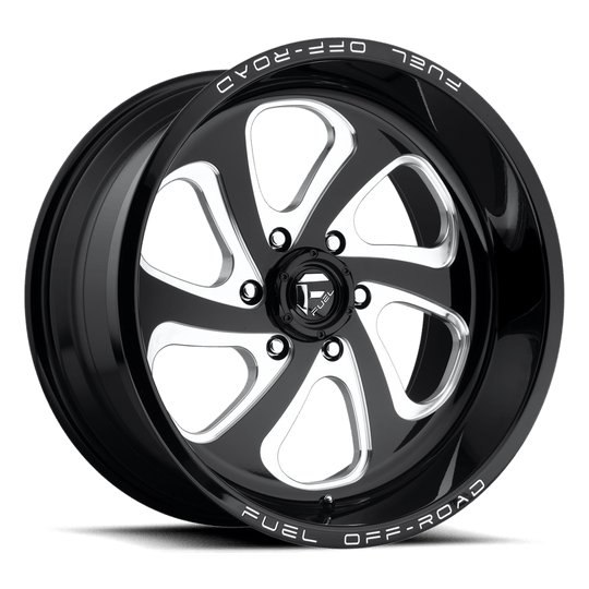 D58720908357 - Fuel Off-Road D587 Flow 20X9 6X139.7 20mm Gloss Black Milled - Fuel Off-Road Wheels Canada