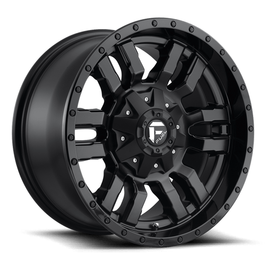 D59620009846 - Fuel Off-Road D596 Sledge 20X10 6X135 6X139.7 -19 mm Matte Black Gloss Black Lip - Fuel Off-Road Wheels Canada