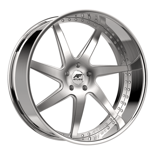 DEV269320L82F1BCR - Amani Devine-L 26X9 5X127 1mm Brush Center Chrome Lip - Amani Wheels Canada