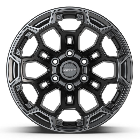 DF03-18090-6550-12B1G1 - Defiant DF03 18X9 6X139.7 ET-12mm Satin Black with Satin Charcoal - Defiant Wheels Canada