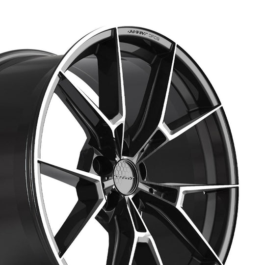 DF09-20090-5112-40MBT - Defiant DF09 20X9 5X112 40MM Black Machined w/ Tinted Clear - Defiant Wheels Canada