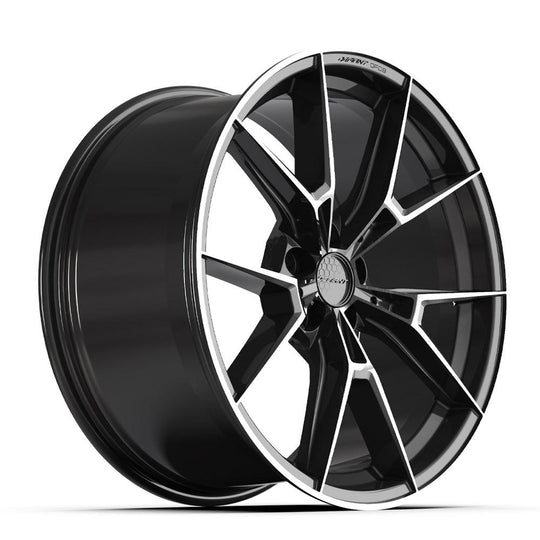 DF09-20100-5112-35MBT - Defiant DF09 20X10 5X112 35MM Black Machined w/ Tinted Clear - Defiant Wheels Canada