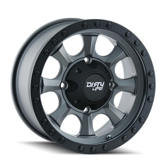 9300-47100MGN - Dirty Life Ironman 14X7 4X110 /  ET 13mm Matte Gunmetal with Black Beadlock - Dirty Life Wheels Canada