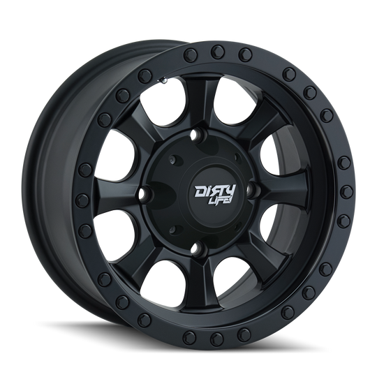 9300-47100MB - Dirty Life Ironman 14X7 4X110 /  ET 13mm Matte Black with Simulated Ring - Dirty Life Wheels Canada