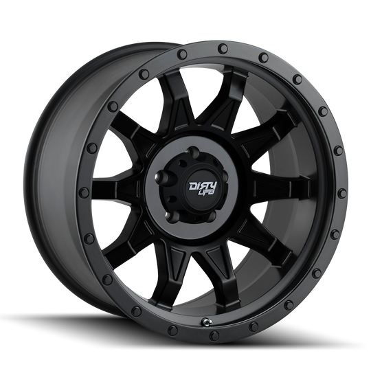 9301-7832MBN - Dirty Life Roadkill 17X8.5 6X120 /  ET 6mm Matte Black with Simulated Ring - Dirty Life Wheels Canada