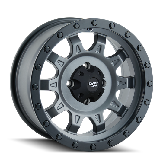 9301-57100MG - Dirty Life Roadkill 15X7 4X110 /  ET 13mm Matte Gunmetal with Black Beadlock - Dirty Life Wheels Canada