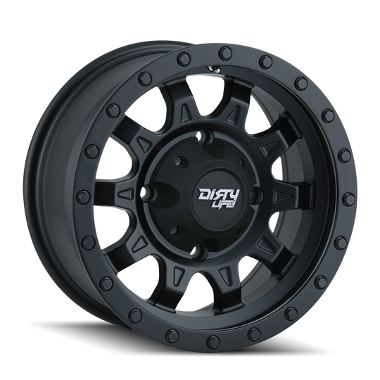 9301-57100MBN - Dirty Life Roadkill 15X7 4X110 /  ET 13mm Matte Black with Simulated Ring - Dirty Life Wheels Canada