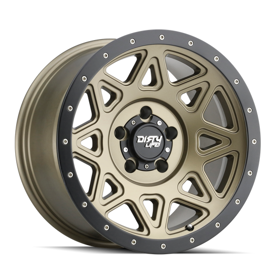 9305-8981MGD - Dirty Life Theory 18X9 8X165.1 /  ET 0mm Matte Gold with Simulated Ring - Dirty Life Wheels Canada