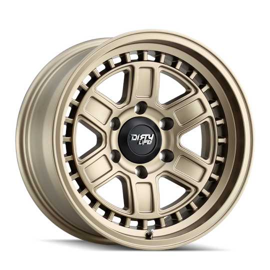 9308-7832MGD - Dirty Life Cage 17X8.5 6X120 /  ET -6mm Matte Gold - Dirty Life Wheels Canada