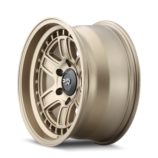9308-7832MGD - Dirty Life Cage 17X8.5 6X120 /  ET -6mm Matte Gold - Dirty Life Wheels Canada