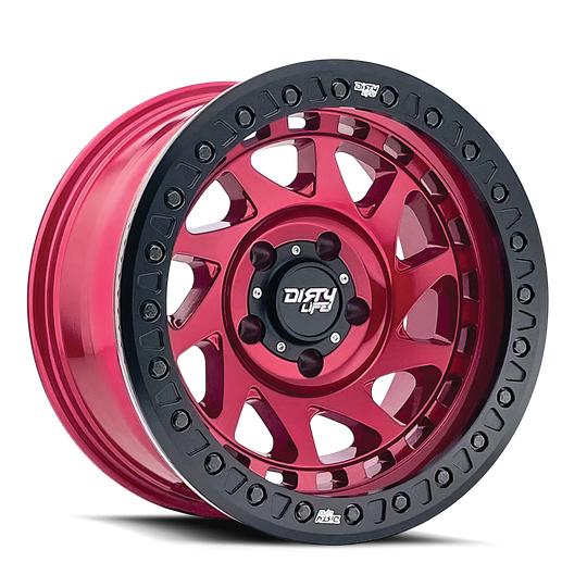 9313-7973R12 - Dirty Life Enigma Race 17X9 5X127 /  ET -12mm Gloss Crimson Candy Red - Dirty Life Wheels Canada