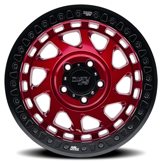 9313-7936R38 - Dirty Life Enigma Race 17X9 6X135 /  ET -38mm Gloss Crimson Candy Red - Dirty Life Wheels Canada