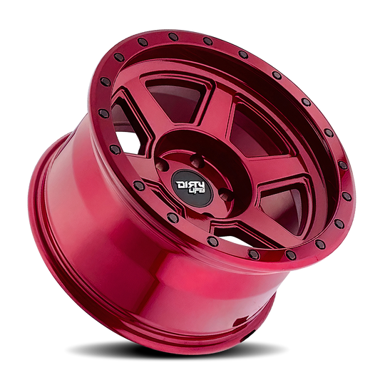 9315-7936R12 - Dirty Life Compound 17X9 6X135 /  ET -12mm Gloss Crimson Candy Red - Dirty Life Wheels Canada