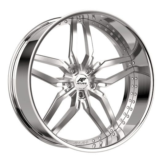 DRI22925BL70F32BCR - Amani Drift 22X9 Blank 32mm Brush Center Chrome Lip - Amani Wheels Canada